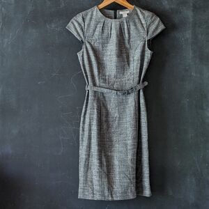 H&M Gray Dress Cap Sleeve Belt Sz XS Knee Length